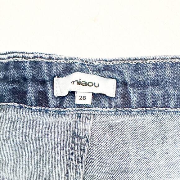 Miaou Button Fly Dipped Die Bleached Ankle Denim Jeans Size 28 - Picture 7 of 10